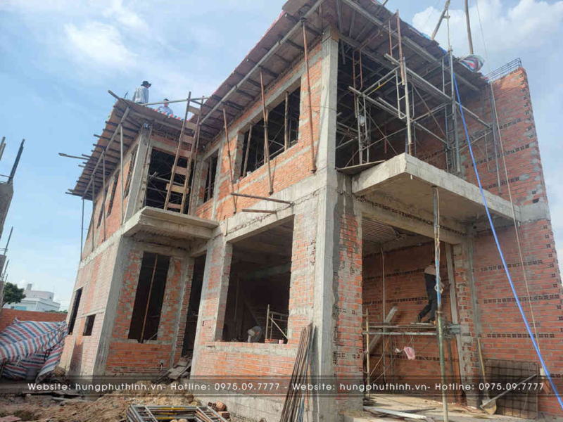 Thi công nhà phố 2 tầng – Thụy Ninh